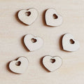 Lot de 6 pampilles à customiser DOUBLE COEUR en bois éco-responsable, fabriqué en France