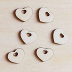 Lot de 6 pampilles à customiser DOUBLE COEUR en bois éco-responsable, fabriqué en France