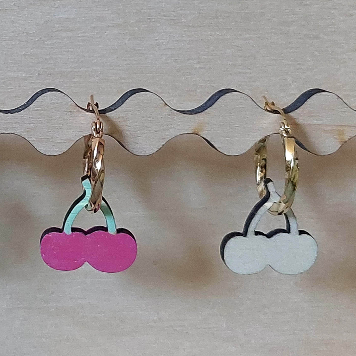 Lot de 6 pampilles à customiser CERISES en bois éco-responsable, fabriqué en France
