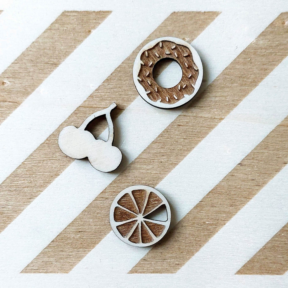 Lot de 6 pampilles à customiser DONUT en bois éco-responsable, fabriqué en France