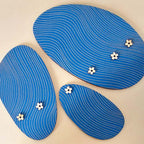 Lot de 3 plateaux bijoux et accessoires ZEN BLEU INTENSE en bois éco-responsable, fabriqués en France
