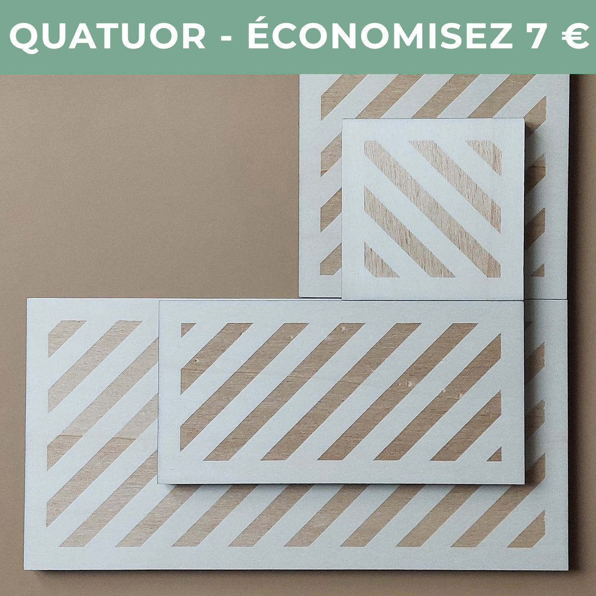 Lot de 4 plateaux bijoux et accessoires DIABOLO en bois éco-responsable, fabriqués en France