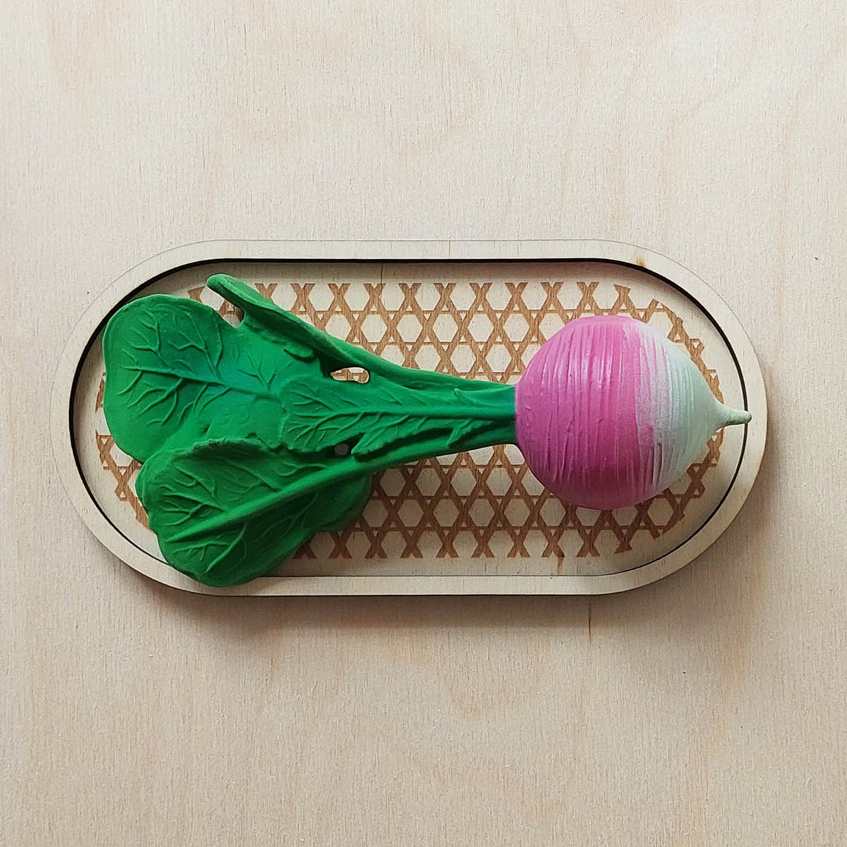 plateau de présentation ovale vide poche en bois gravé pour bijoux et accessoires, avec un jouet