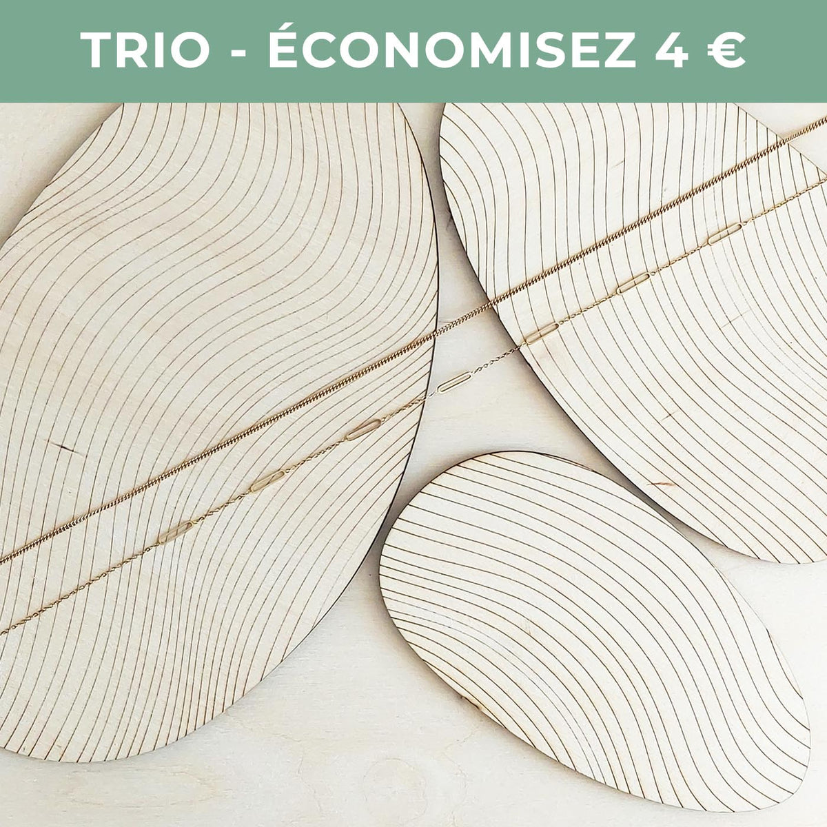 Lot de 3 plateaux bijoux et accessoires ZEN en bois éco-responsable, fabriqués en France