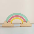 présentoir à boucles d'oreilles en forme d'arc-en-ciel, pour enfants, en bois peint multicolore