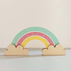 présentoir à boucles d'oreilles en forme d'arc-en-ciel, pour enfants, en bois peint multicolore