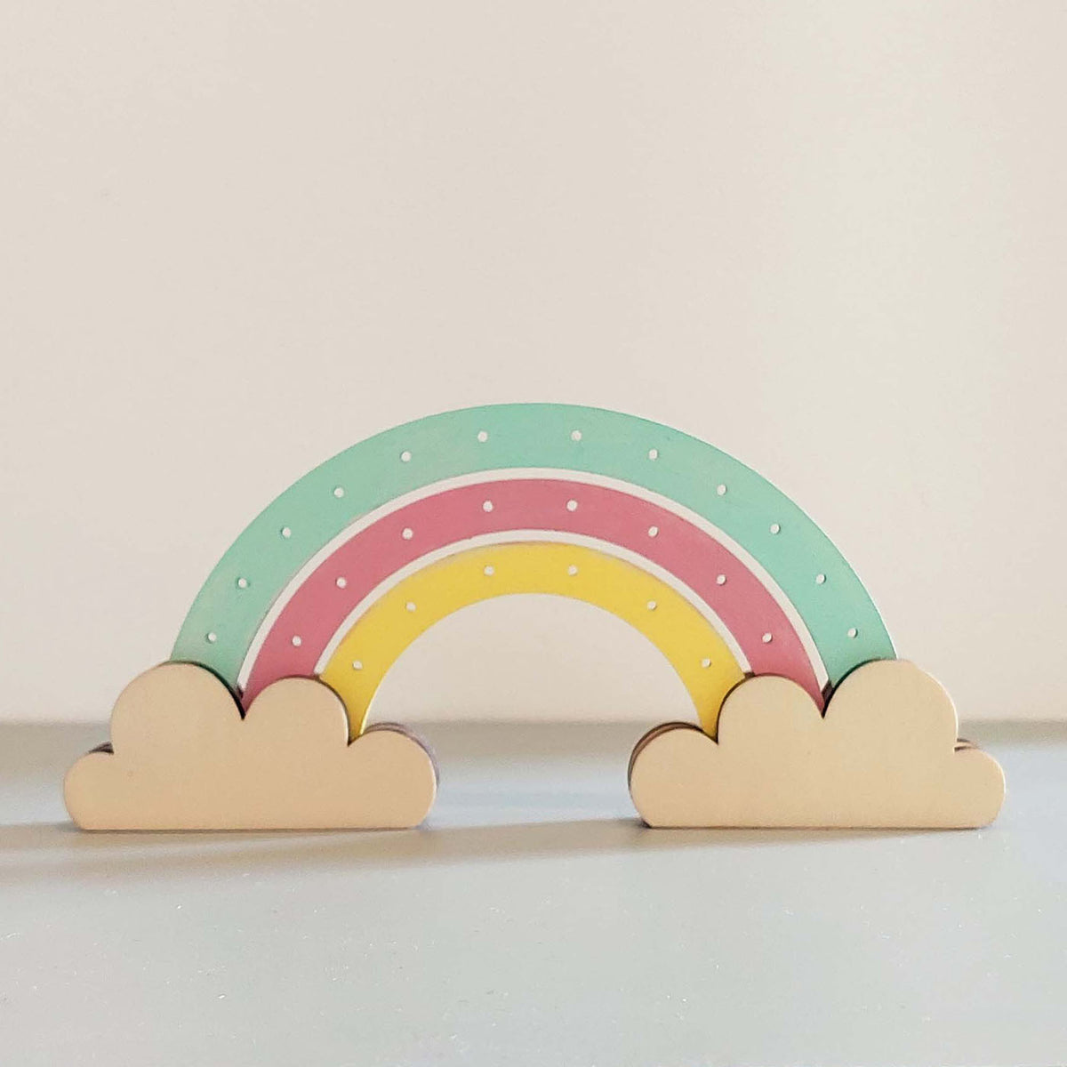 présentoir à boucles d'oreilles en forme d'arc-en-ciel, pour enfants, en bois peint multicolore