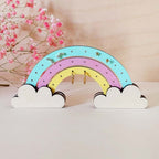 Présentoir 13 paires de boucles d'oreilles enfants ARC-EN-CIEL en bois éco-responsable, fabriqué en France