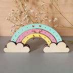 présentoir à boucles d'oreilles en forme d'arc en ciel, pour enfants, en bois peint multicolore