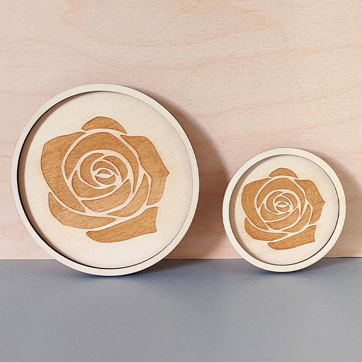 Plateau vide-poche bijoux et accessoires BOUDOIR R L ROSE rond en bois éco-responsable, fabriqué en France