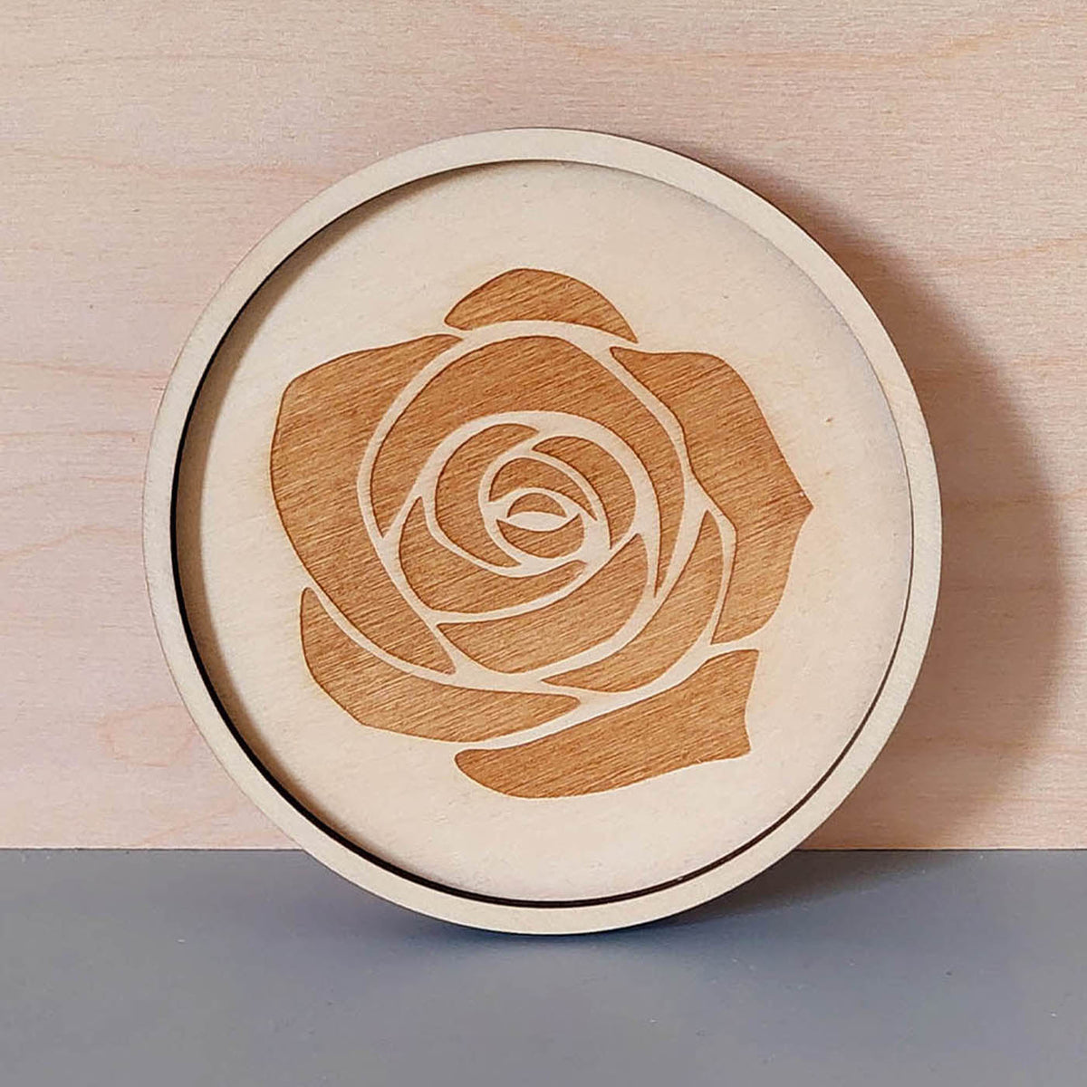Plateau vide-poche bijoux et accessoires BOUDOIR R L ROSE rond en bois éco-responsable, fabriqué en France