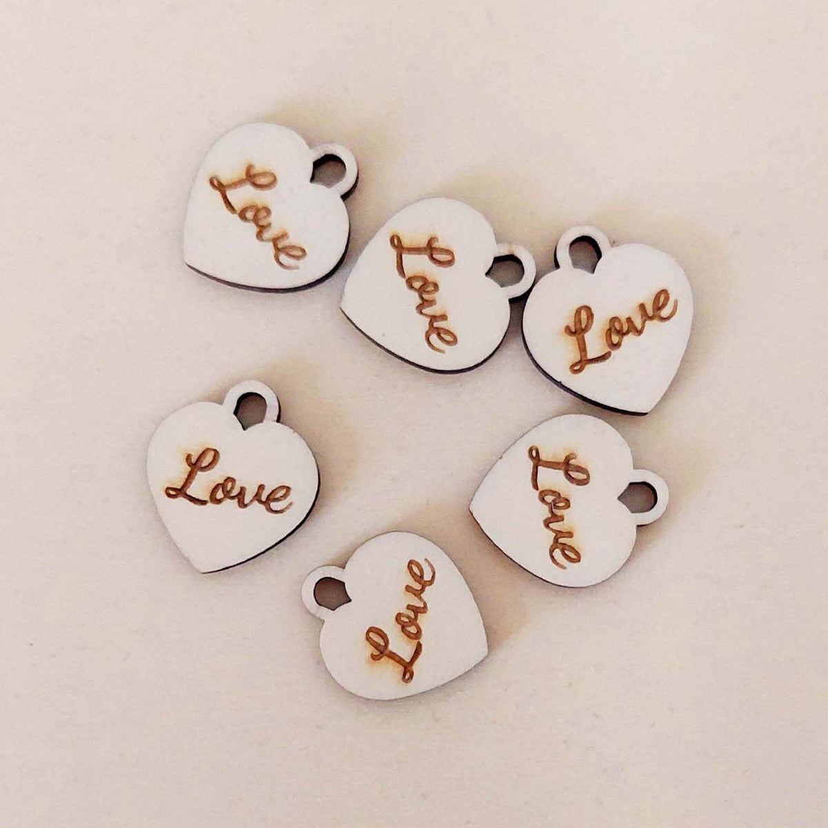 Lot de 6 pampilles à customiser COEUR CADENAS en bois éco-responsable, fabriqué en France