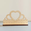 présentoir à boucles d'oreilles en forme de diadème avec coeur, pour enfants, en bois brut