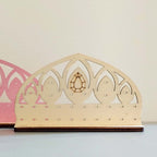 présentoir à boucles d'oreilles en forme de diadème avec diamant, pour enfants, en bois brut