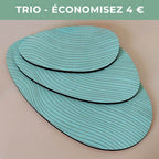 Lot de 3 plateaux bijoux et accessoires ZEN MENTHE en bois éco-responsable, fabriqués en France