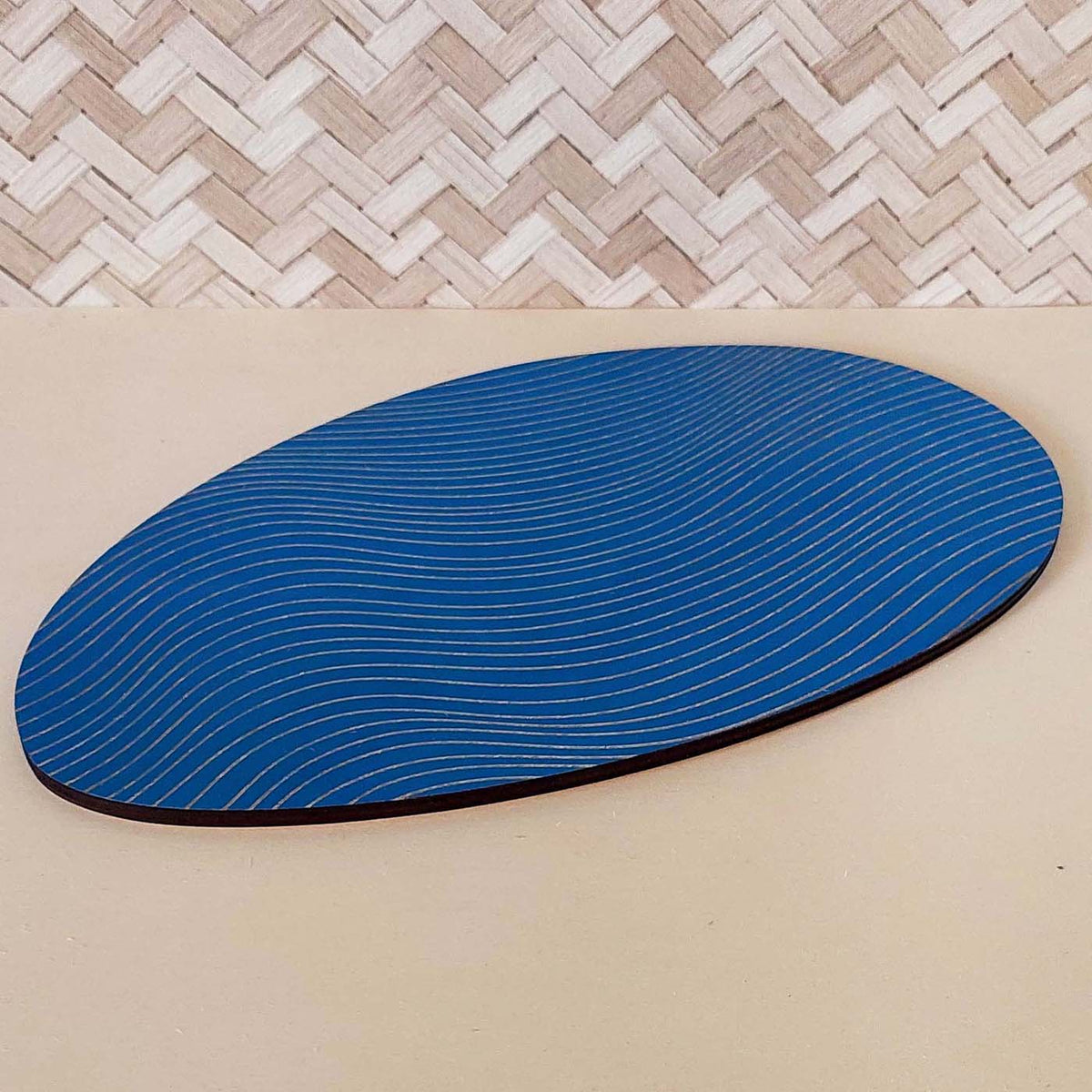 Plateau bijoux et accessoires ZEN L BLEU INTENSE en bois éco-responsable, fabriqué en France