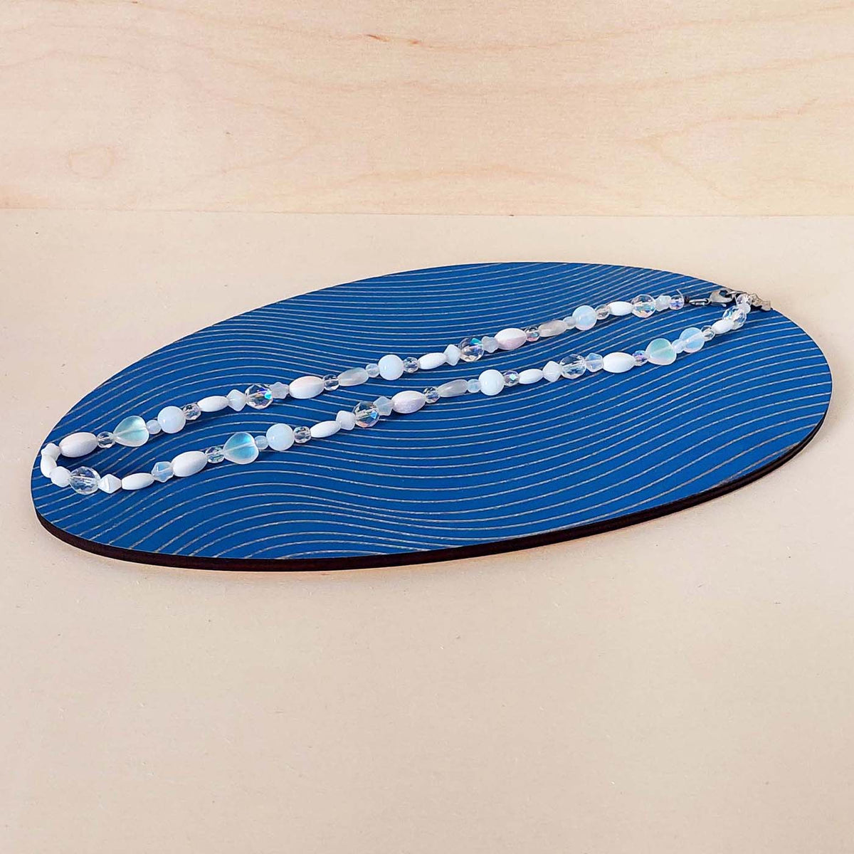 Plateau bijoux et accessoires ZEN L BLEU INTENSE en bois éco-responsable, fabriqué en France