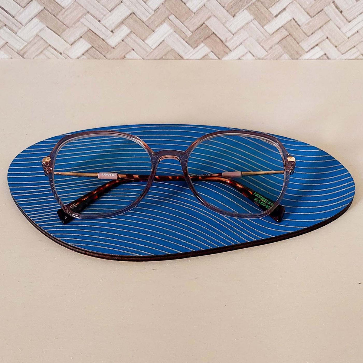 Plateau bijoux et accessoires ZEN M BLEU INTENSE en bois éco-responsable, fabriqué en France