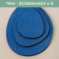 Lot de 3 plateaux bijoux et accessoires ZEN BLEU INTENSE en bois éco-responsable, fabriqués en France