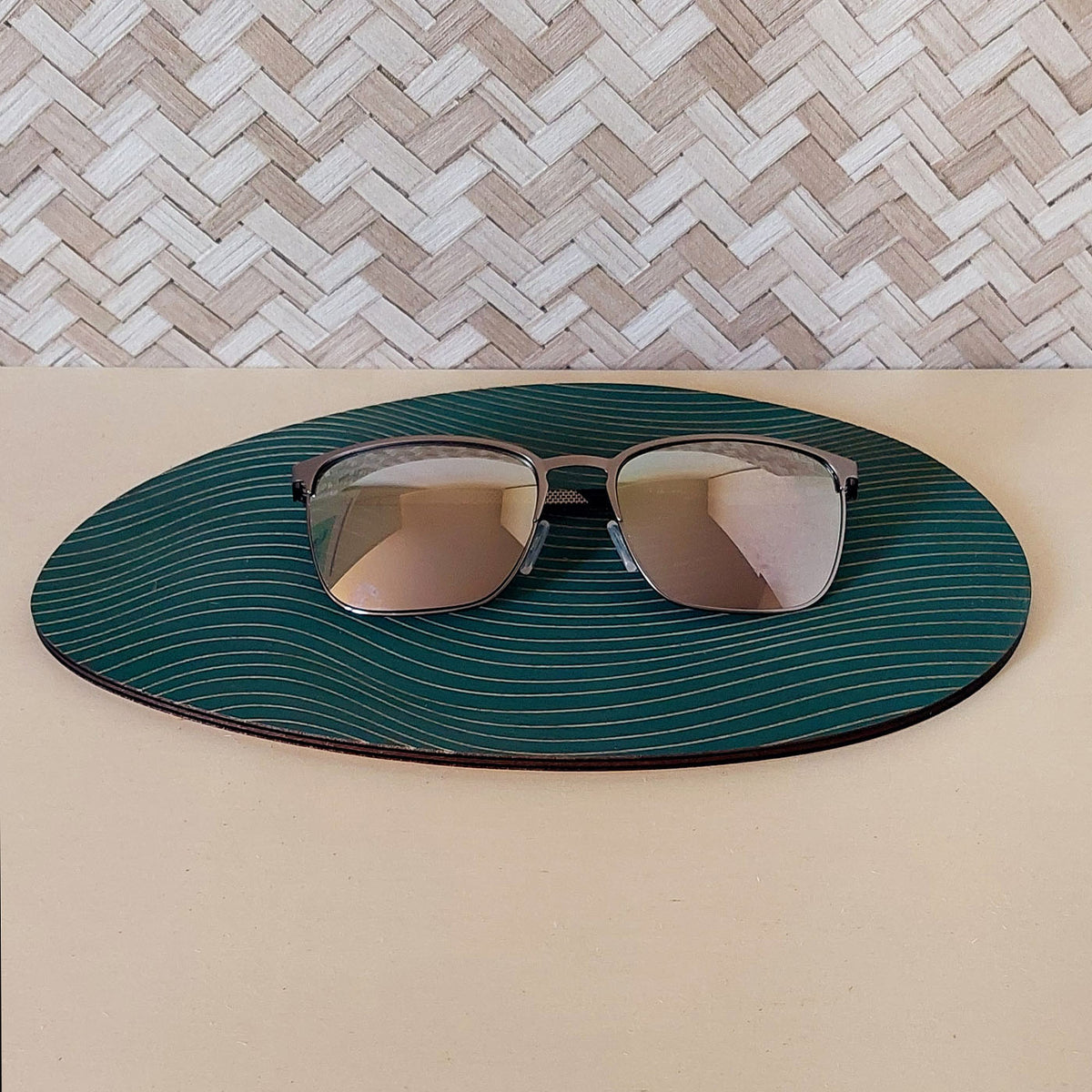 Lot de 3 plateaux bijoux et accessoires ZEN VERT EXOTIQUE en bois éco-responsable, fabriqués en France