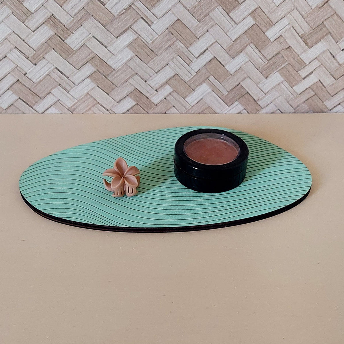 Lot de 3 plateaux bijoux et accessoires ZEN MENTHE en bois éco-responsable, fabriqués en France