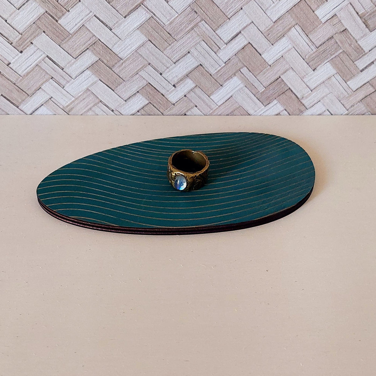 Lot de 3 plateaux bijoux et accessoires ZEN VERT EXOTIQUE en bois éco-responsable, fabriqués en France