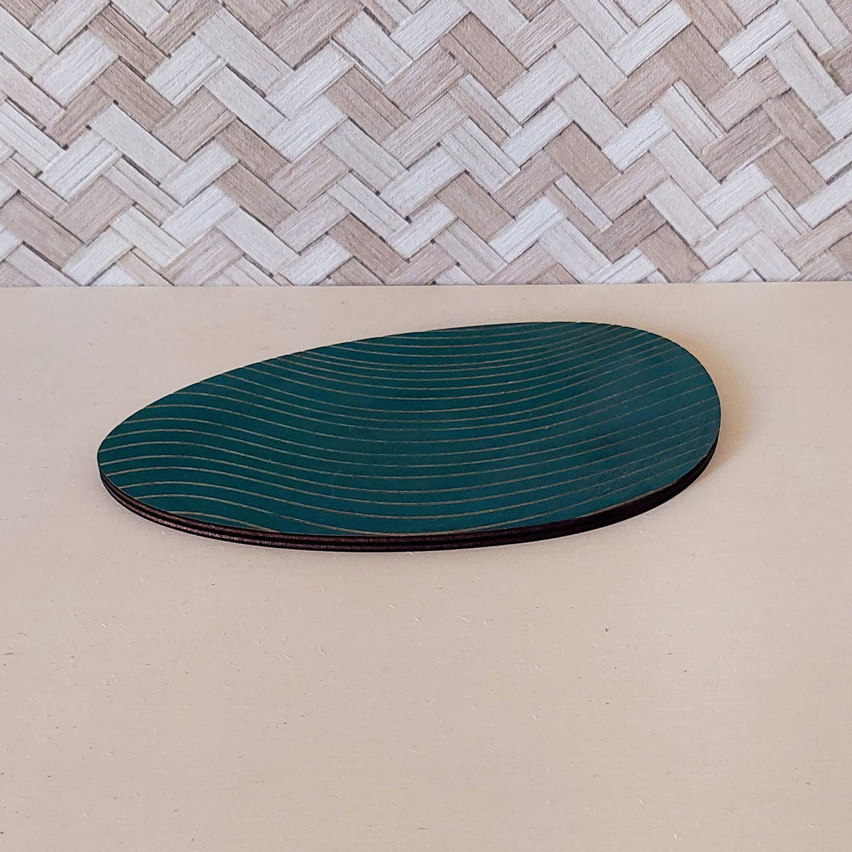 Plateau bijoux et accessoires ZEN S VERT EXOTIQUE en bois éco-responsable, fabriqué en France